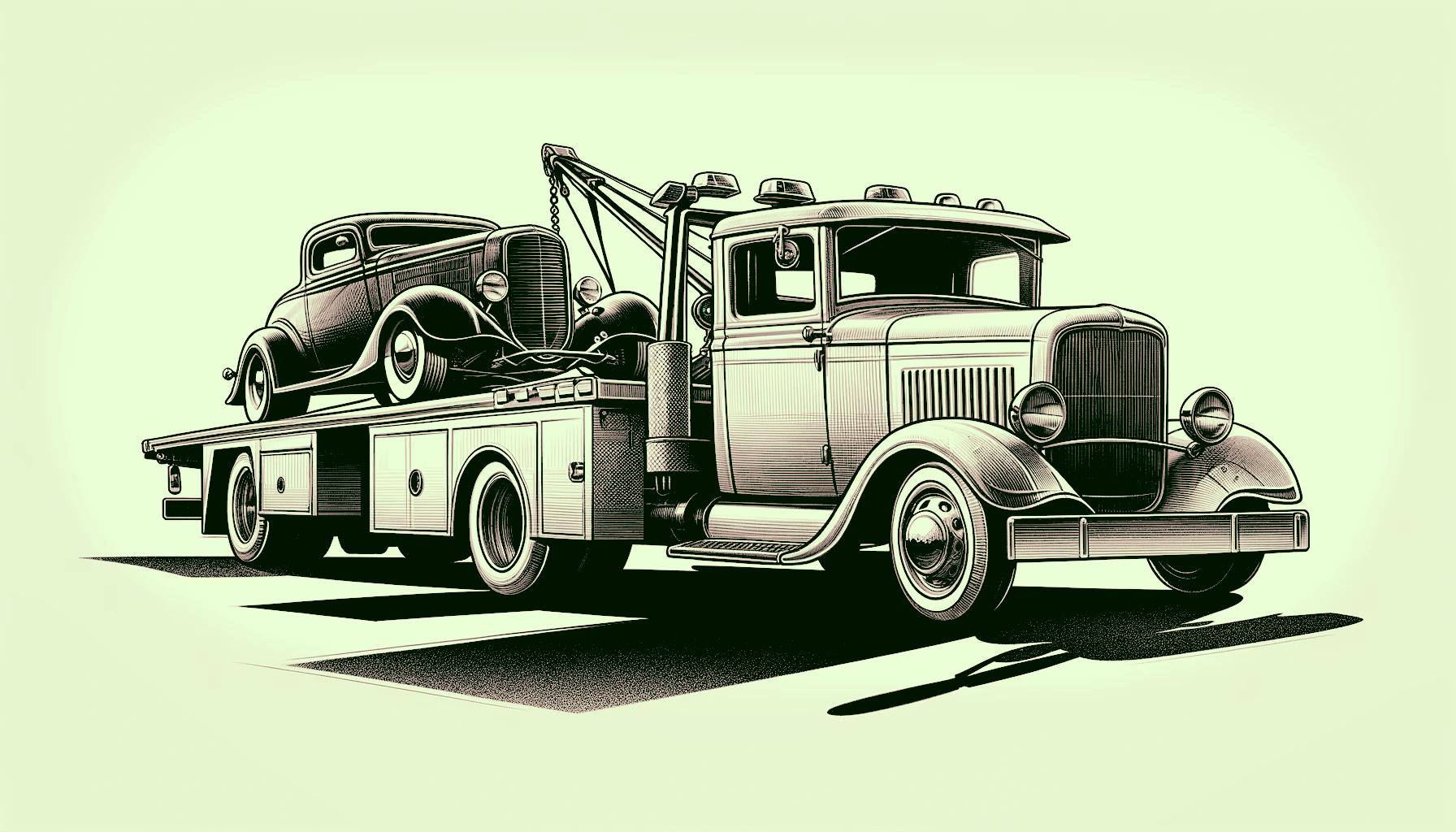 A heavy-duty tow truck safely relocating a classic car to a new location